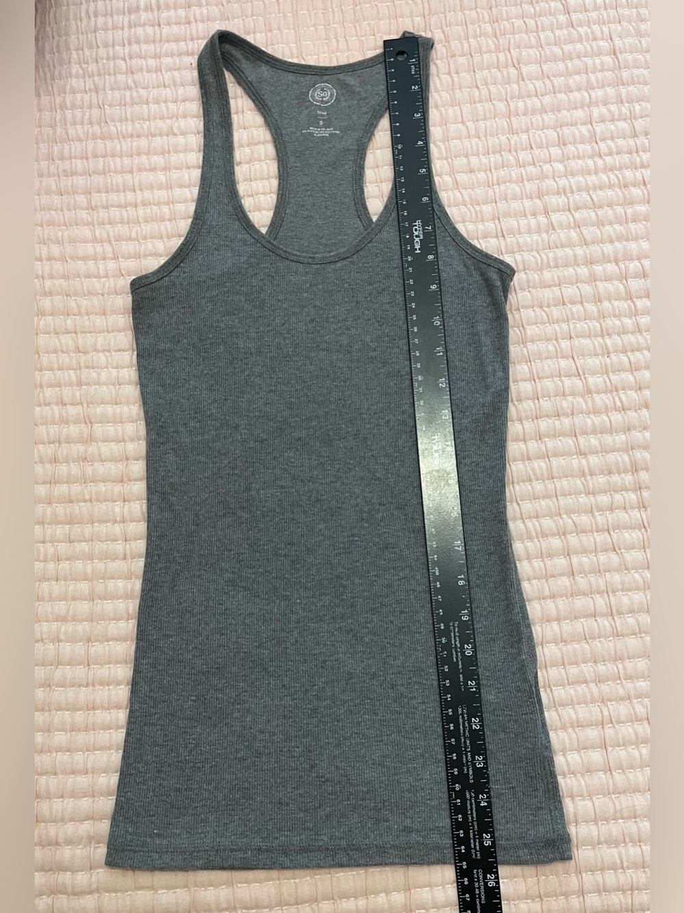 SO Fitted Tank Top Ribbed Racerback Gray Grey Size Small - Picture 4 of 6